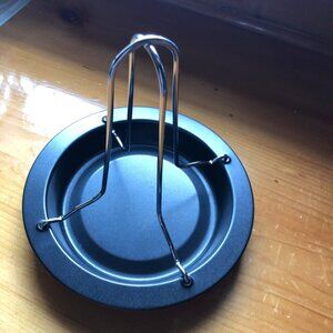 Upright Roaster Chicken Holder & Plate Chicken Rack Grill Stainless Steel 8.5 in